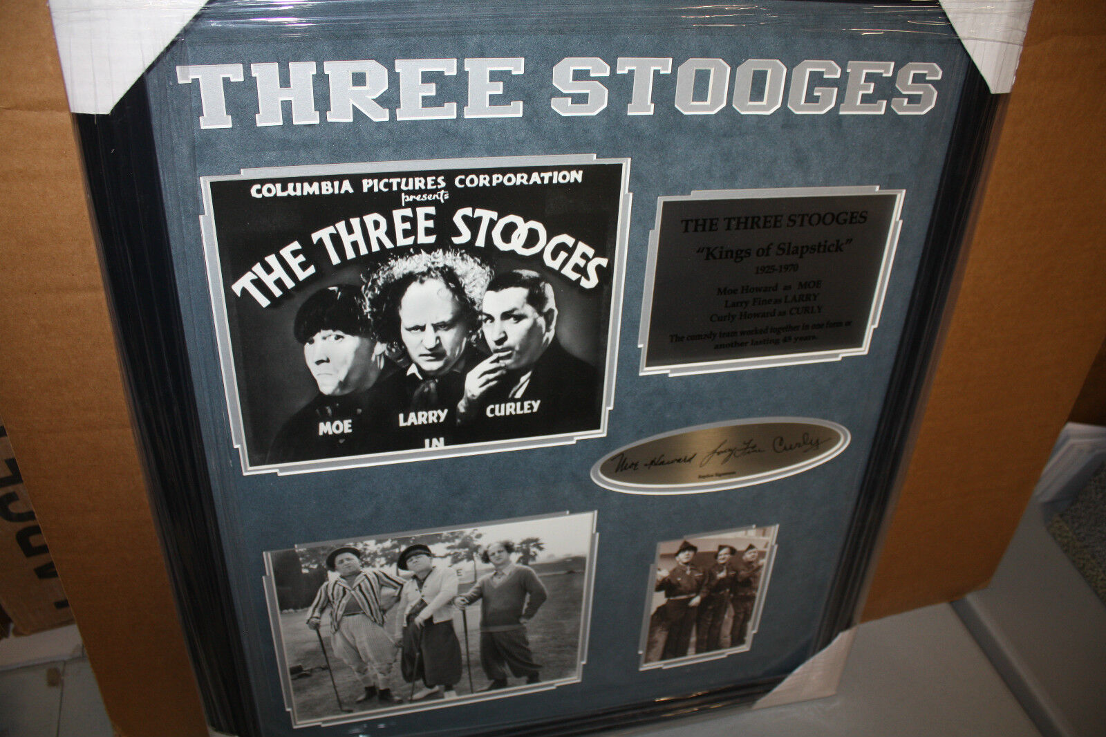 The Three Stooges Tribute Collage Framed 20x24 W/suede! Larry, Moe, Curly