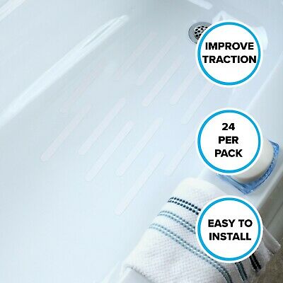 7.5" Bath Tub Shower Safety Adhesive Treads Non Slip Strips, 24 Pack, 2 Colors
