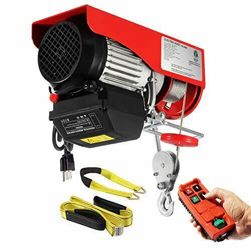 Partsam 2200lbs Automatic Lift Electric Cable Hoist With Wireless Remote Control