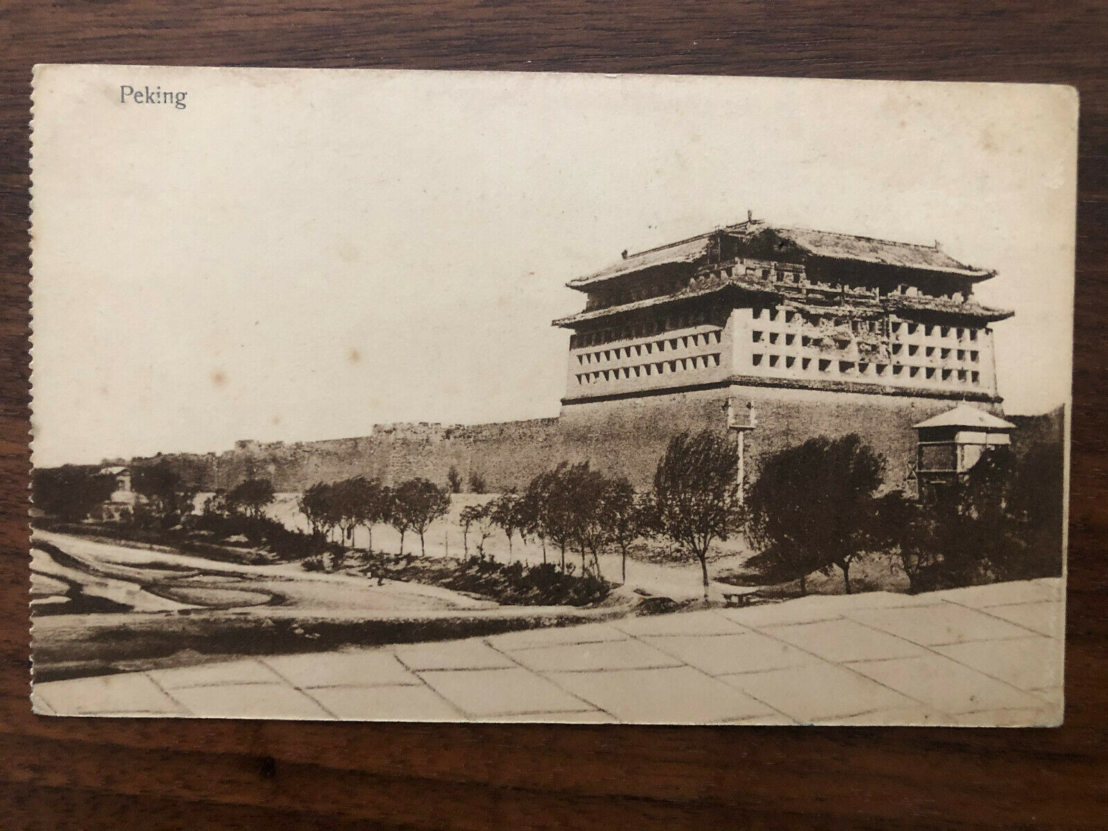 China Old Postcard Chinese City Gate Wall Peking !!