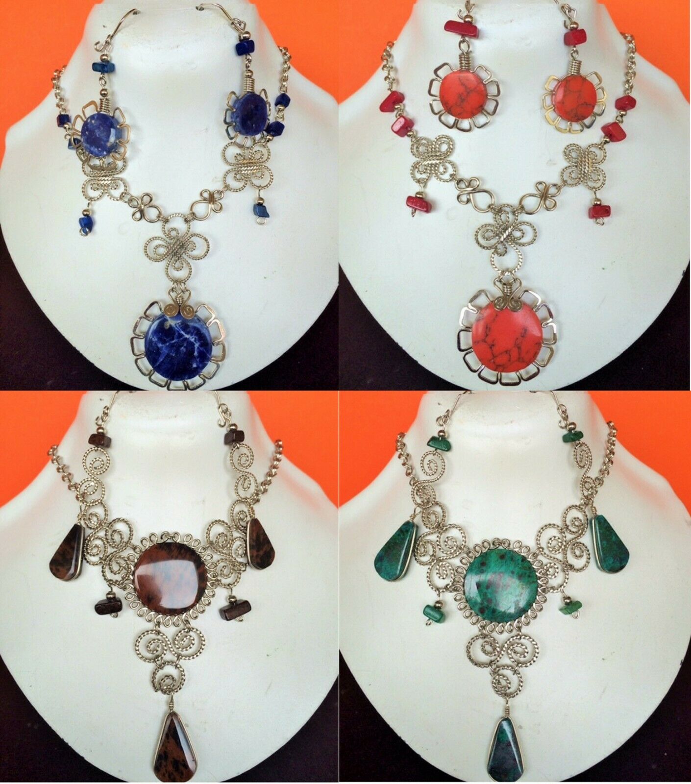 Exclusive 36 Items = Necklaces Earrings  Semi Precious Stones 18 Sets Peru