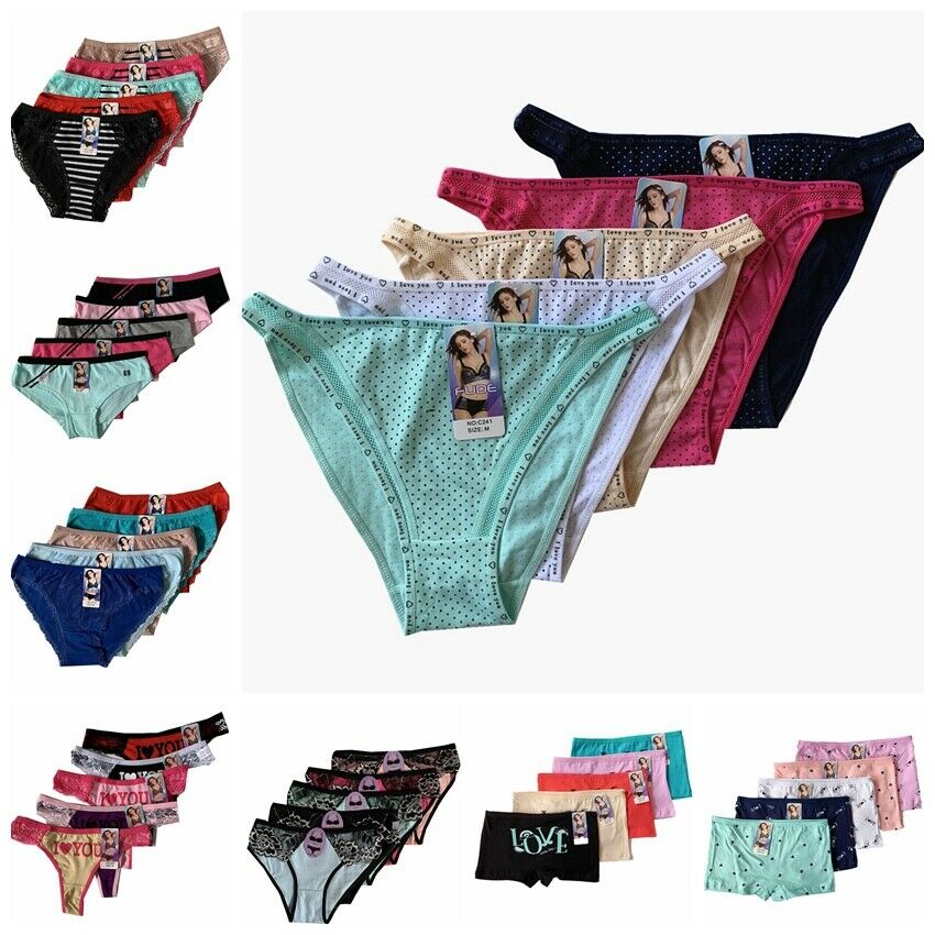 Lot  !!5 Women Bikini Panties Brief Floral Lace Cotton Underwear Size M L Xl