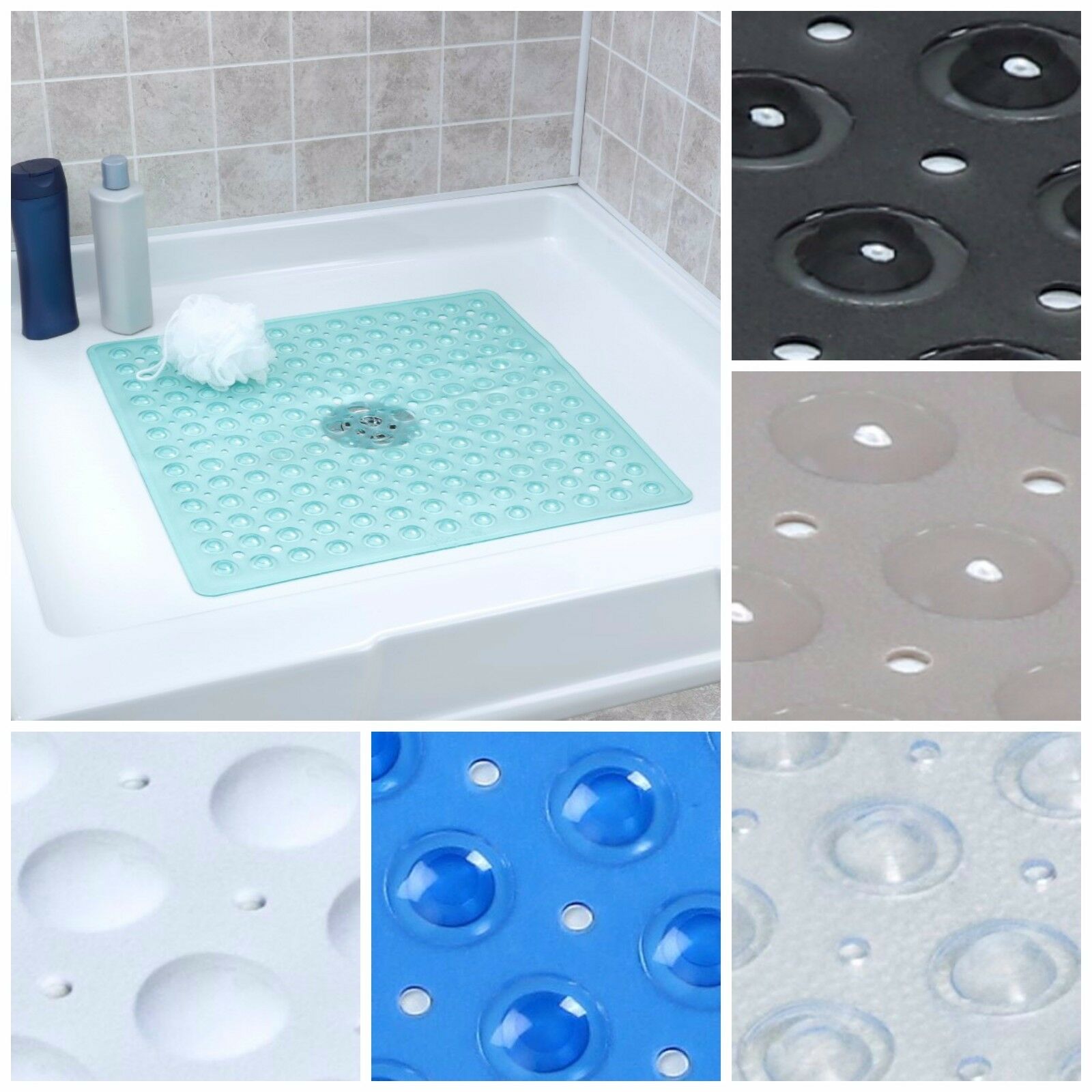 Large Non Slip Shower Mat With Drain Holes: Slipx Solutions Square Shower Mat