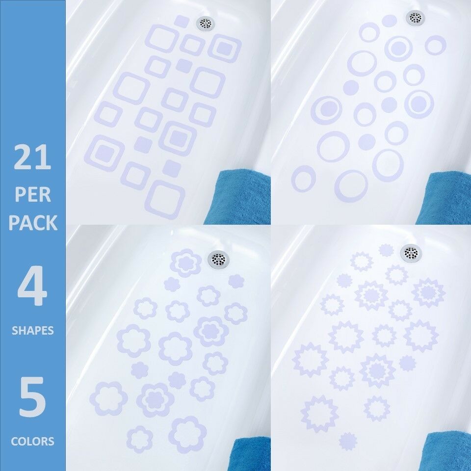 Adhesive Bath Treads (square, Oval, Flower & Starburst) - Available In 5 Colors
