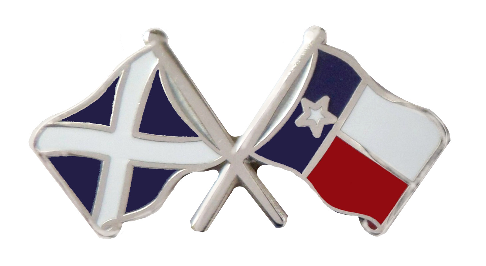 United States Of America Texas Flag & Scotland Flag Friendship Pin Badge