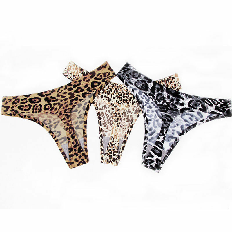 3 Pack Women Sexy Leopard G-string Seamless Panties Thongs Lingerie Underwear