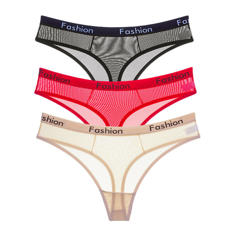 Women Fashion Sport 3 Pcs Thongs G-string Sexy Mesh Seamless Panties Underwear