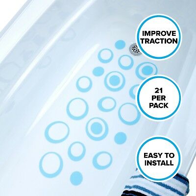 Adhesive Blue Oval Bath Treads: Shower Floor Grip Stickers & Non-slip Tub Decals