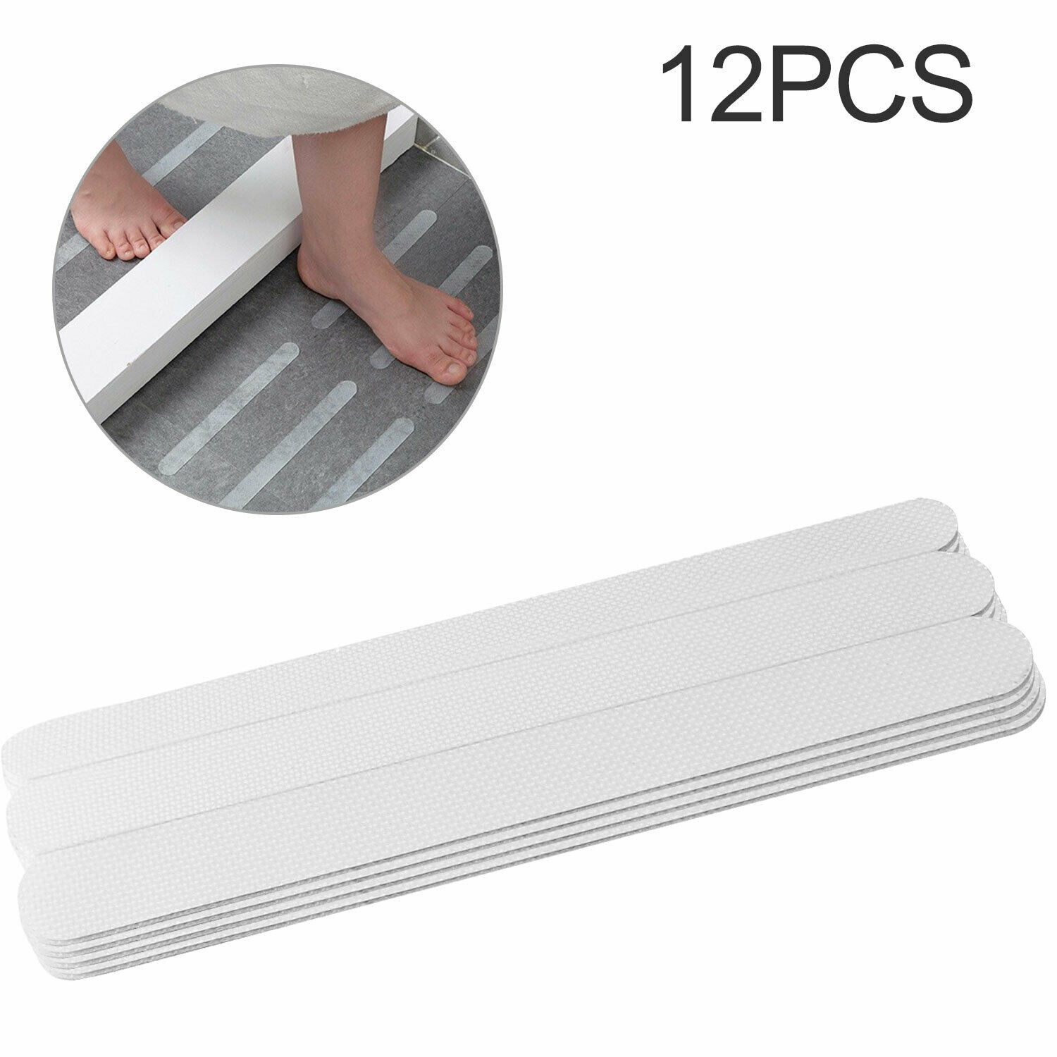 12pcs Safety Treads Non-slip Applique Stickers Strips Bathtub Shower Stair Mat