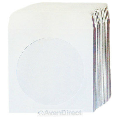 100 Premium "mini" White Paper Sleeve Window Flap For Mini Cd-r Or Mini Dvd Disc