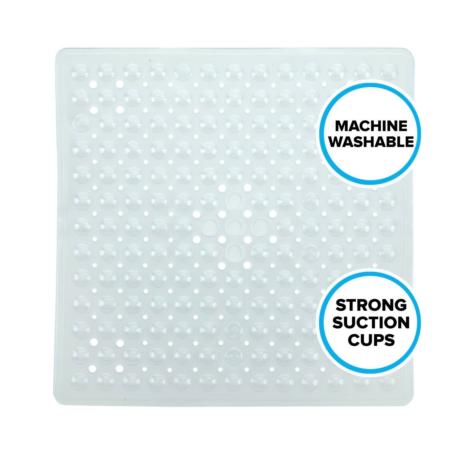 Clear Square Shower Mat With Suction Cups: 21" Safety Mat By Slipx Solutions