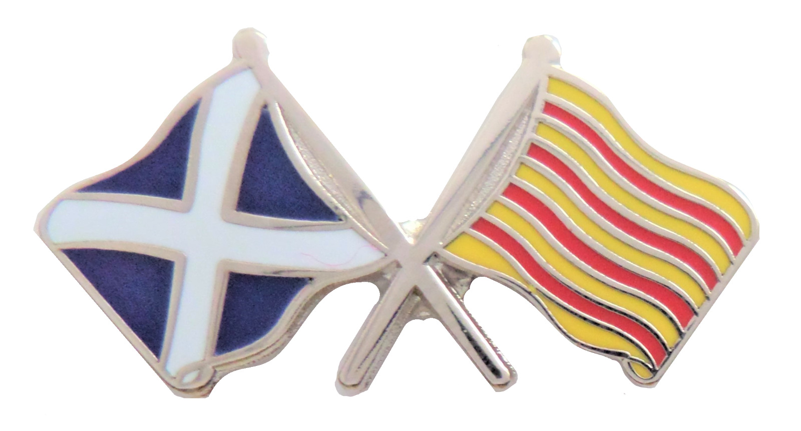 Spain Catalonia Flag & Scotland Flag Friendship Courtesy Pin Badge