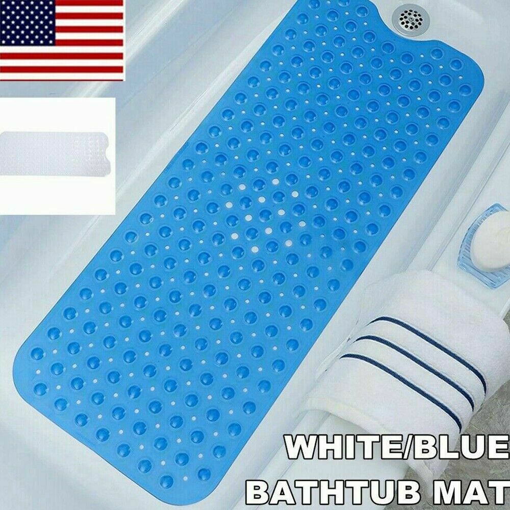 Extra Long Bath Tub Mat Non Slip Bathroom Shower Blue Bathtub Antibacterial Usa